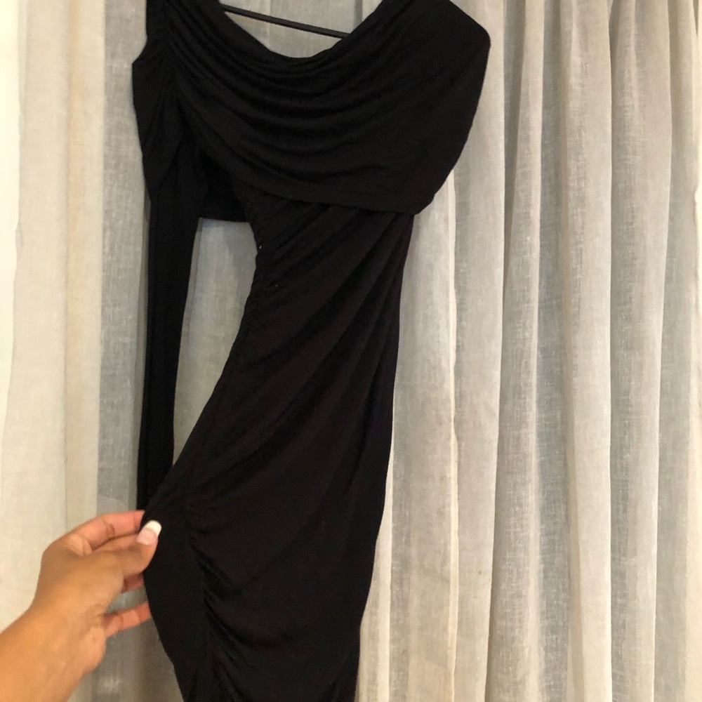 One shoulder black dress